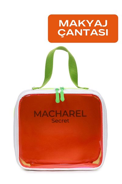 Macharel Secret Portable Transparent Large Size Skin Care and Makeup Bag - Pink/Green
