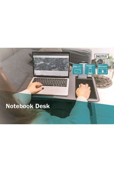 Digitus Dizüstü bilgisayar-masası 17 inç'e kadar, cep telefonu yuvası, fare altlığı