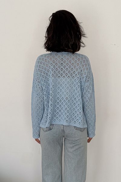 FEMELLE Cardigan de tricotaj ajurat albastru - Femei, Marime Standard, Nasturi