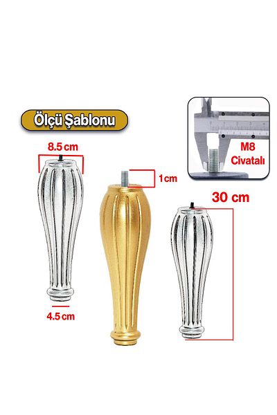 Badem10 Picior de masă din plastic cu diamant 30 cm Culoare aurie 1 buc Mobilier Masă de cafea M8 Picior cu șuruburi