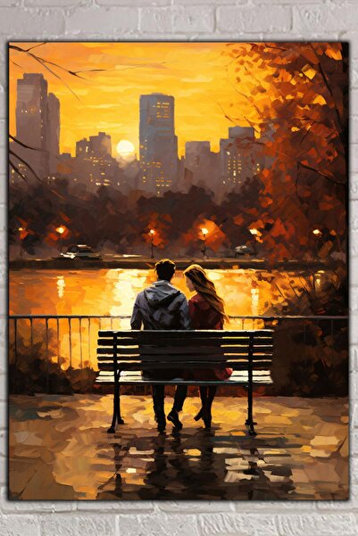 SEVFOTO Ρομαντικός πίνακας σε καμβά με θέμα το τοπίο της πόλης
