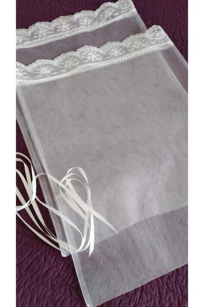 Mutlu Başlangıçlar 2 Adet Büyük Boy Dantelli Tül Kese Terlik Kesesi Çamasır K...