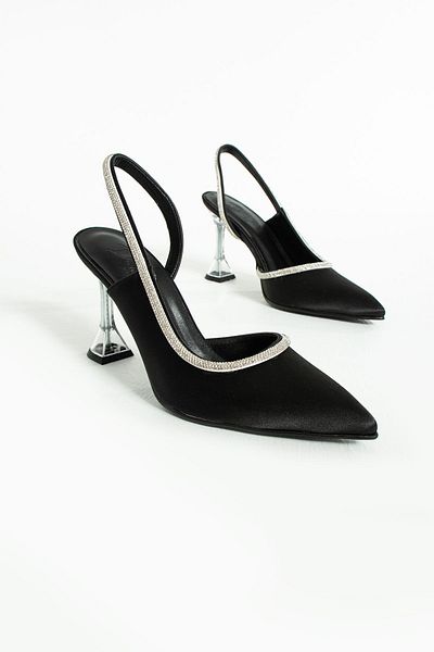 DUXAL SHOES Διαφανή παπούτσια με τακούνι Fomax με λεπτομέρεια από μαύρο σατέν και πέτρα