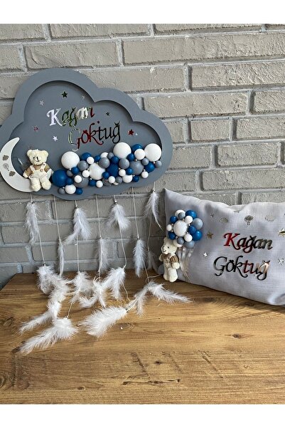 NeşeliAtölyem 45x30 Cm Ledli Bulut Bubble Bebek Kapı Süsü Yastık