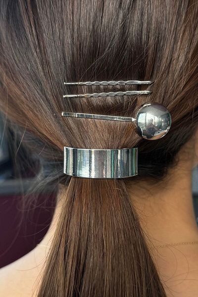 TAKIŞTIR Silver Color Rubber and Wire Buckle Set