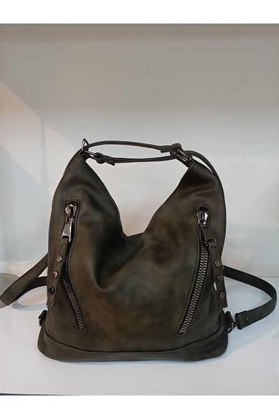 Kumru Çanta Khaki Color Women's Shoulder Bag and Backpack
