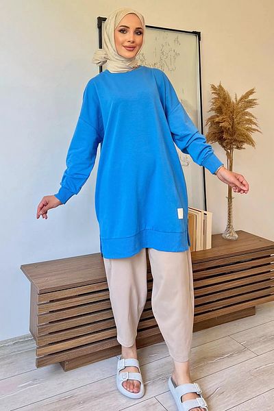 julude Tunica Hijab Albastra de dama - Decolteu