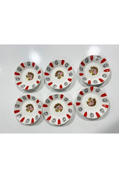 porselen Red Coffee Tea Plate 6 Plates