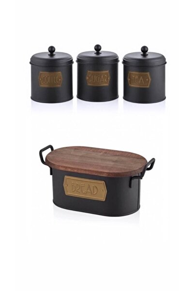Deco Home The Mia Ekmek Saklama Kabı & Çay Şeker Kahve Kavanozu Küçük 3 Lü - ...