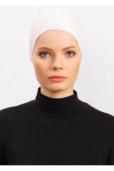 Ecardin Lycra Comfortable Non-Slip Practical Anti-Sweat Seamless Hijab Bonnet Scarf Turban Ready Bonnet - Light Beige