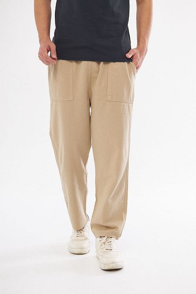 NASIFOĞLU GİYİM Men's Linen Trousers - Comfortable Sand Beige, 100% Cotton, Loose Fit, Keeping Cool