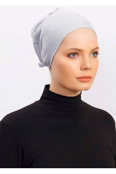 Ecardin Lycra Comfortable Non-Slip Practical Anti-Sweat Seamless Hijab Bonnet Scarf Turban Ready Bonnet - Light Gray