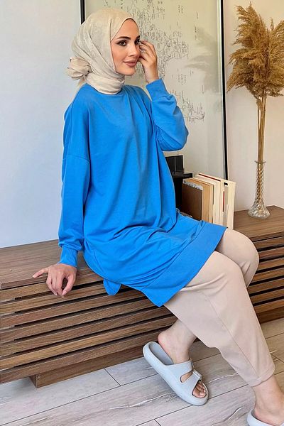 julude Tunica Hijab Albastra de dama - Decolteu