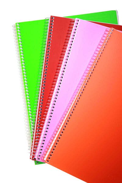 Mopak A4 Spiral School Notebook with Plastic Cover 4 Checkers and 2 Lines - 6 Assorted Colors