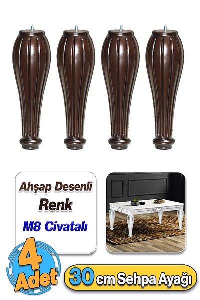 Badem10 Model din lemn din plastic 4 bucăți picior de masă de cafea cu diamante 30 cm mobilier masă de cafea picioare cu șuruburi M8
