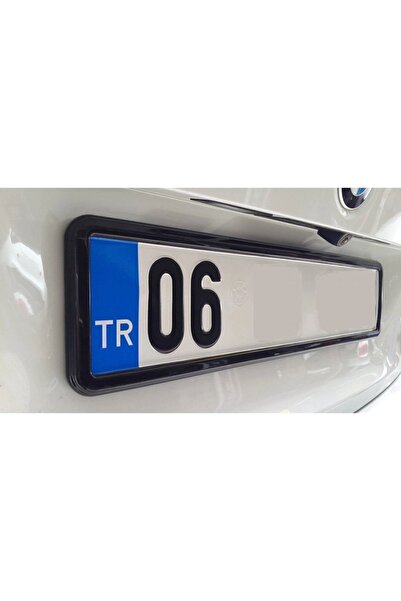 LifeComfort Modern Tasarım Piano Black Siyah Renk Çerçeveli Oto Plakalık 2 Adet