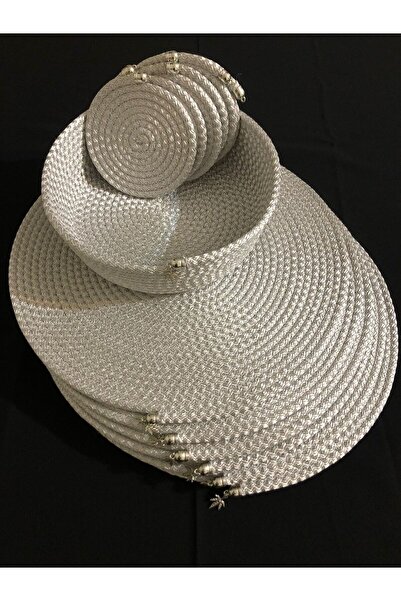 Naspar طقم سوبرا 13 قطعة 32 سم رمادي فاتح / سلة خبز / قواعد أكواب / طقم تقديم...