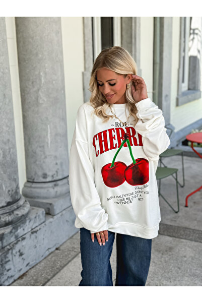 Jose Clothing Φούτερ από οργανικό βαμβάκι σειράς Amalfi Ecru oversized με τύπωμα