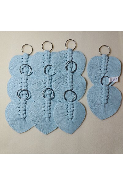 SB MAKROME El Yapımı Makrome Yaprak Anahtarlık veya Süs 5 Adet Jelatinli Mint