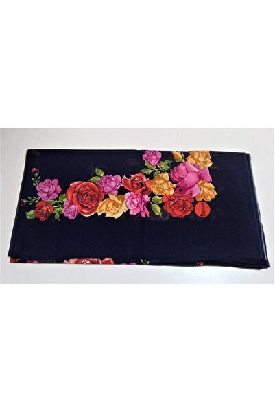 Blue Trend Patterned Embroidery Writing 100*100 Berivan