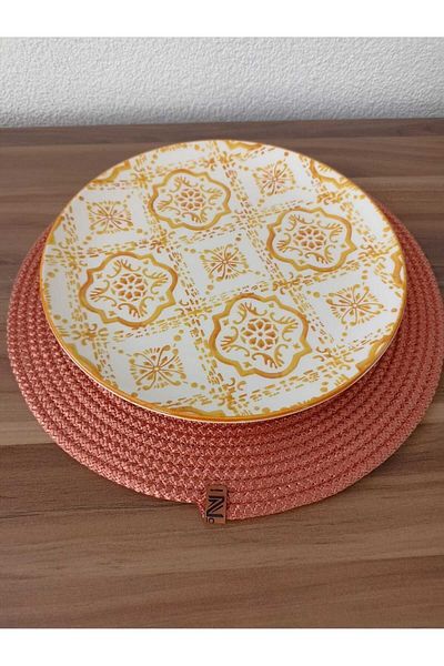 Naspar 32 CM Copper Color Plate - 2 Pieces of American Placemat