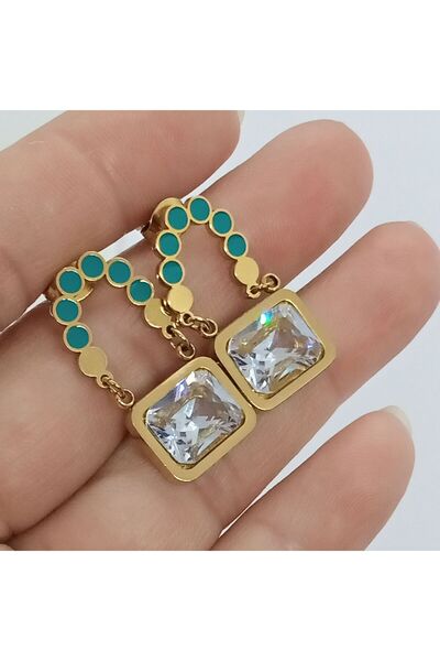Ödül Moda Steel Gold Bag Earrings