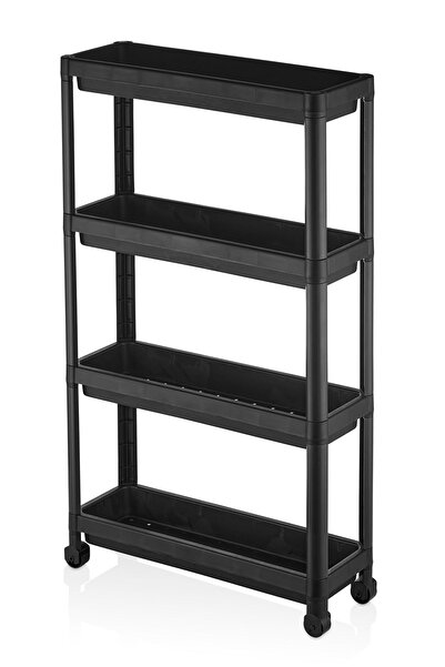Minty Life وحدة رفوف فيسكين ذات 4 طبقات - منظم طاولة خدمة رف الحمام والمطبخ (أسود)