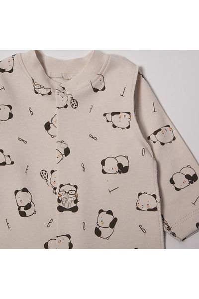 Bebetto Hello Panda Beige T3674 - Overalls with Interlock Socks