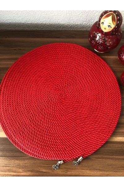 Naspar 4 Red Saucer Plates / Placemats