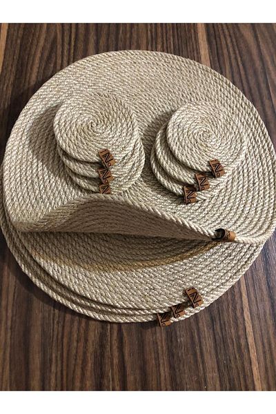 Naspar 8 bucăți plăci de iută din răchită / Servire americană și coaster / Prezentare cafea