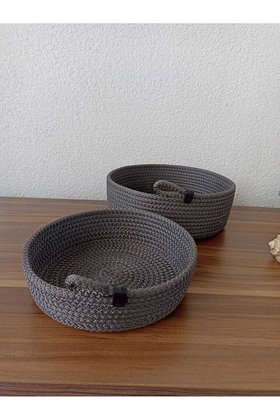 Naspar Anthracite 2-Piece Decorative Bread Basket - Multi-Purpose Storage Box
