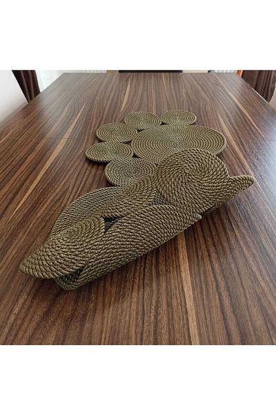 Naspar Alergăr verde kaki / Masă / Husă pentru masă de cafea pentru cameră (75X34)
