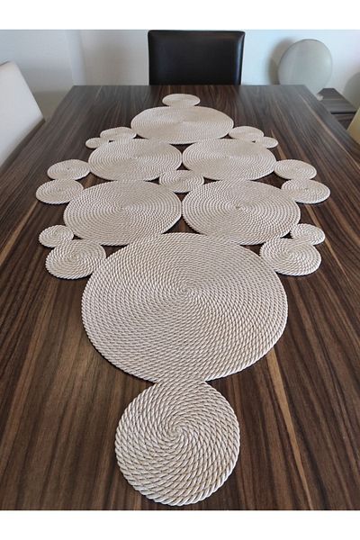 Naspar Τραπεζομάντιλο πολλαπλών χρήσεων Light Mink/runner/ranes/κατασκευασμένο με ράψιμο (110X55)