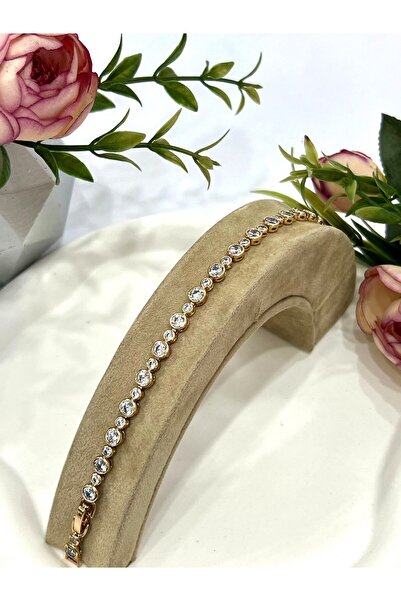 XUPING JEWELRY Yuvarlak Taşlı Su Yolu Bileklik (18K Gold/17+2cm)