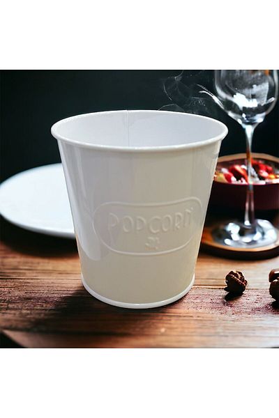 LUCKYHOMES 14 cm White Popcorn Corn Bucket