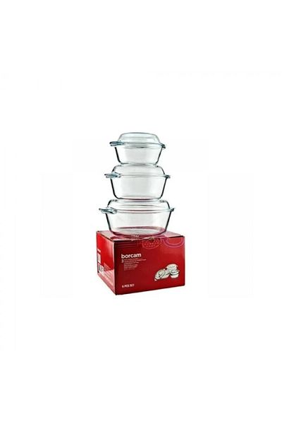 Paşabahçe 159021 Pyrex Pot with Lid 3 Piece Set 6 Pieces