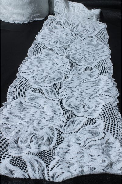 ÖZPAŞ TEKSTİL VE AKSESUAR Lycra White Lace Twin Giant Flowers 15cm
