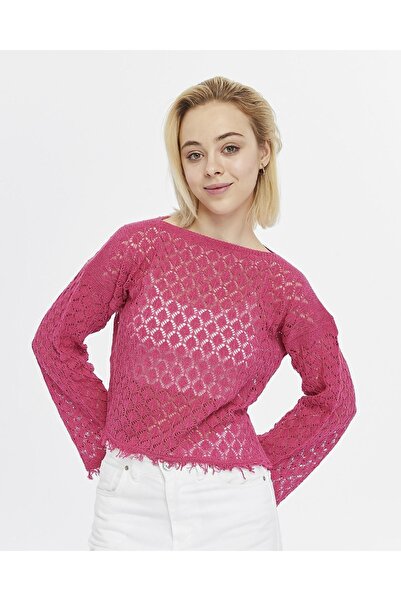 KNİTİCAL TEKSTİL knitical Bolero shams  Krem Crop Bluz Ajurlu Triko Örme