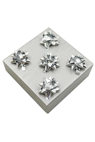 reprodesign Silver 4.5 cm Adhesive Bow Ornament – Pack of 25