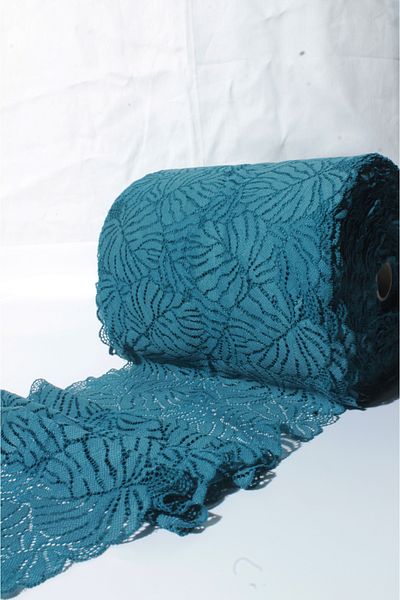 ÖZPAŞ TEKSTİL VE AKSESUAR Lycra Lace Duck Green Spaceless Leaves