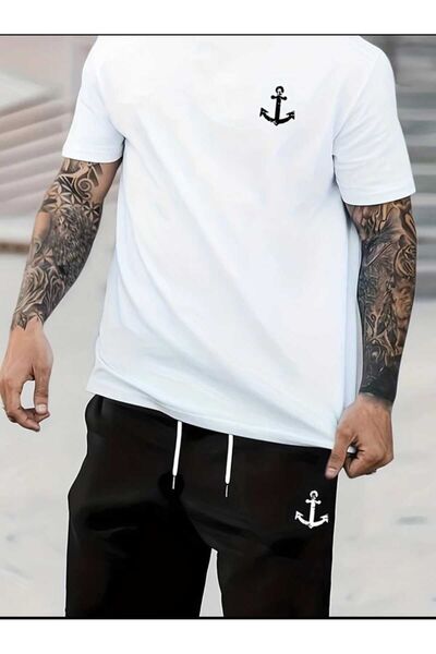 Frisson White Oversize Shorts and T-Shirt Set - Men