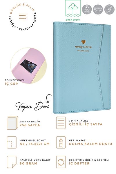 Victoria's Journals A5 Ivory 128 coli - Caiet cu blocare și buzunare