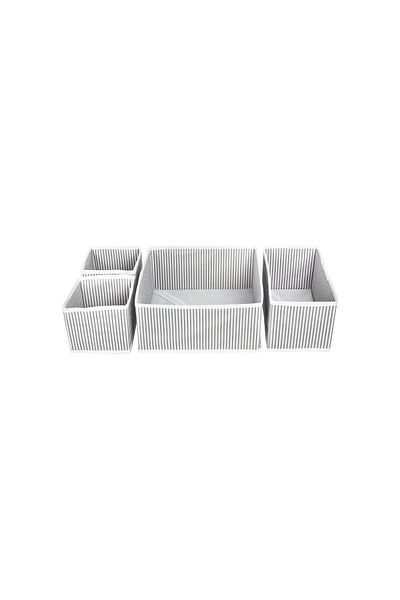 ALAS 4-Piece (Compartment) Drawer Organizer Gray Organizer Box Set