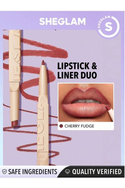 SHEGLAM Lip Colour & Lip Liner Duo - Glam 101- cherry fudge