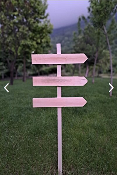 evbiziz Doğal Ahşap Yön Tabelası, Bahçe Yön Levhası Ölçüler, 50cm genişlik, 1...
