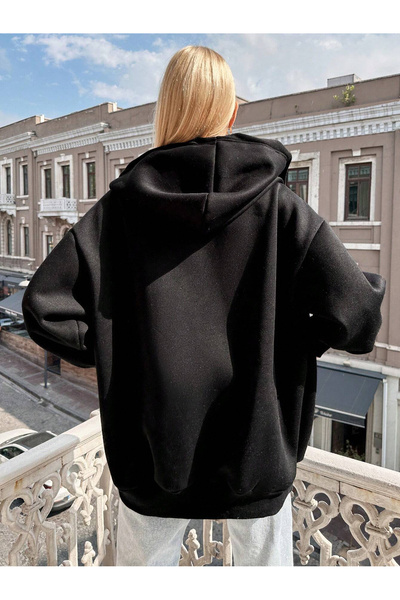 De Carte 2 İplik Kapşonlu Mevsimlik Şardonlu Hırka Sweatshirt