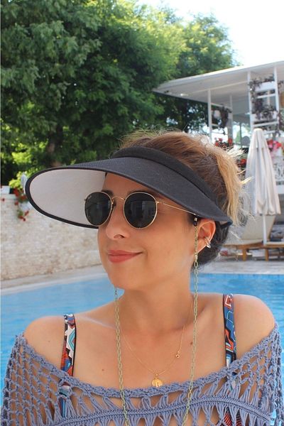 Sofist İstanbul Black Straw Visor Visor Women's Beach Hat