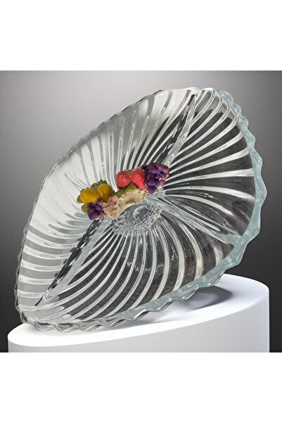 elif aksesuar Meyveli Ayaklı Bölmeli Cam Sunum Tabağı
