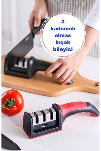 BRE HOME Manuel bıçak bileyici öğütücü 3 kademeli abs paslanmaz çelik taş mutfak