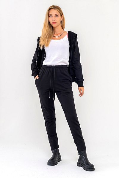 Bold & Young Women's Combed Cotton Lycra Trousers with Cuffs